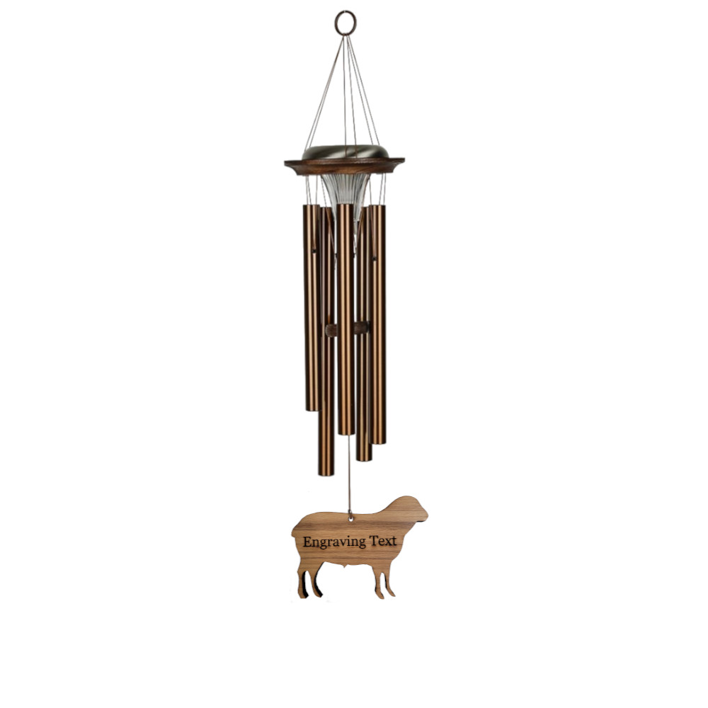 Moonlight Solar Chime 29 Inch Wind Chime - Engraveable Sheep Sail - Bronze