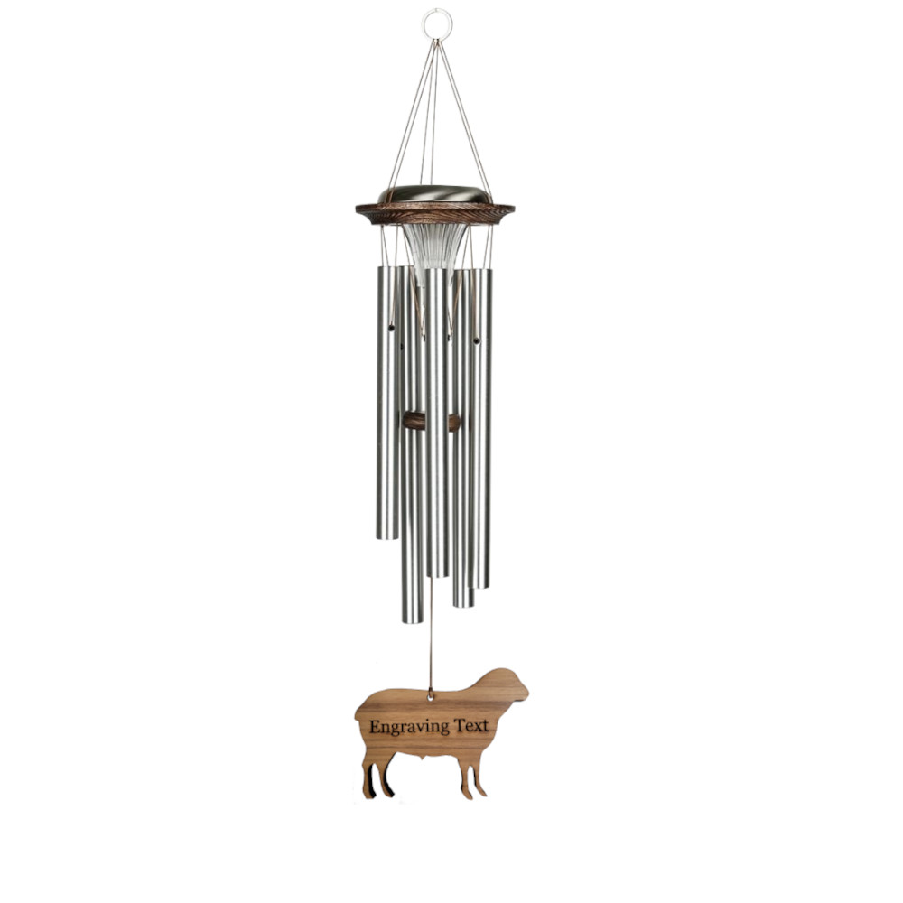 Moonlight Solar Chime 29 Inch Wind Chime - Engraveable Sheep Sail - Silver