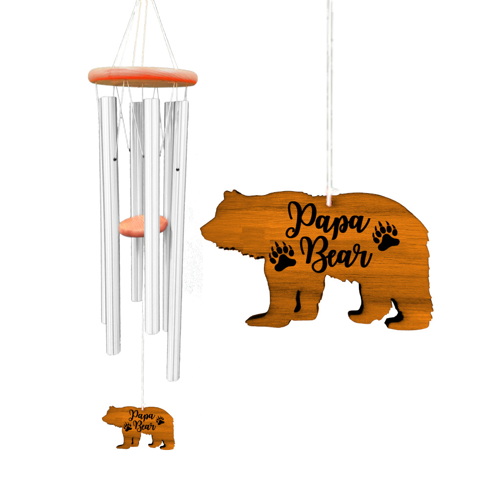 Amazing Grace Silver 40 Inch Wind Chime - Engravable Papa Bear Sail