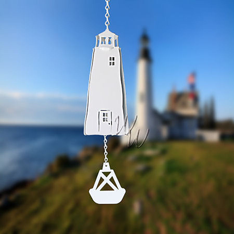 North Country Wind Bells Overseer Lighthouse ™ with Blue Crab Multi Tones 5 Sided