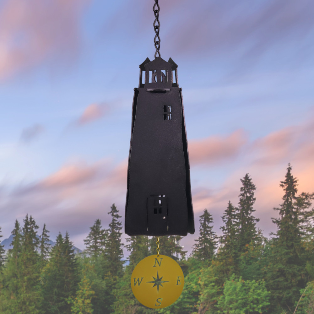 3 Sided North Country Wind Bells Sentinel Lighthouse™ with Black Whale Multi Tones 