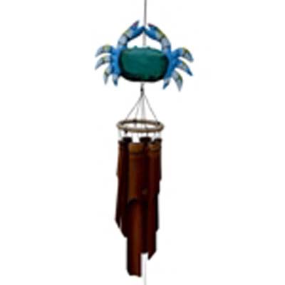 Handcrafted Blue Crab Bamboo Wind Chime