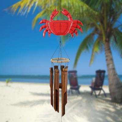 Handcrafted Red Crab Bamboo Wind Chime