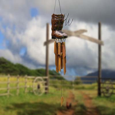 Handcrafted 42 Inch Cowboy Boots Bamboo Wind Chime
