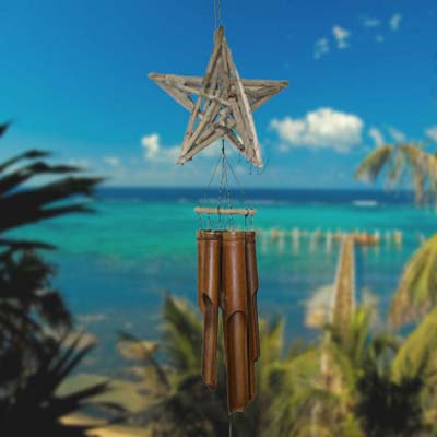 Handcrafted Driftwood Star Bamboo Wind Chime