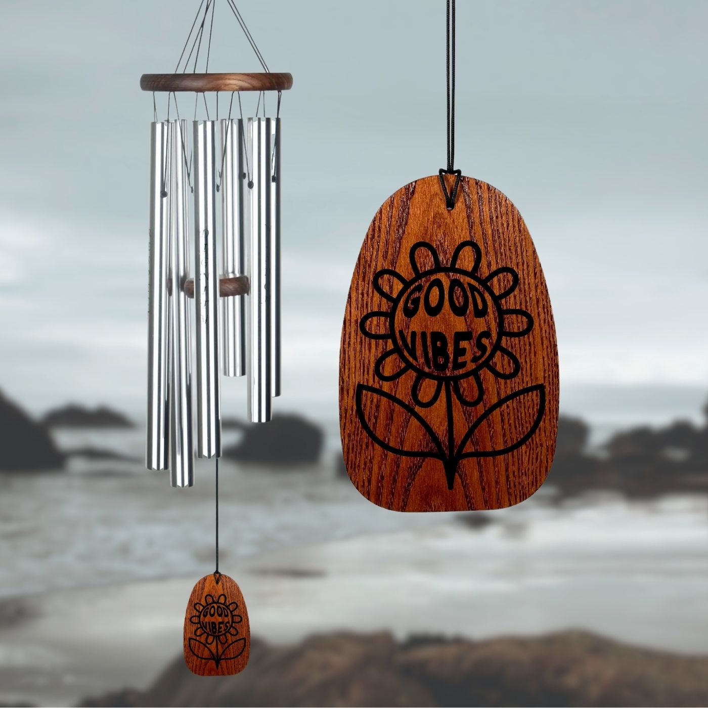 Affirmation Virtues and Good Vibes Wind Chime - Engravable Sail