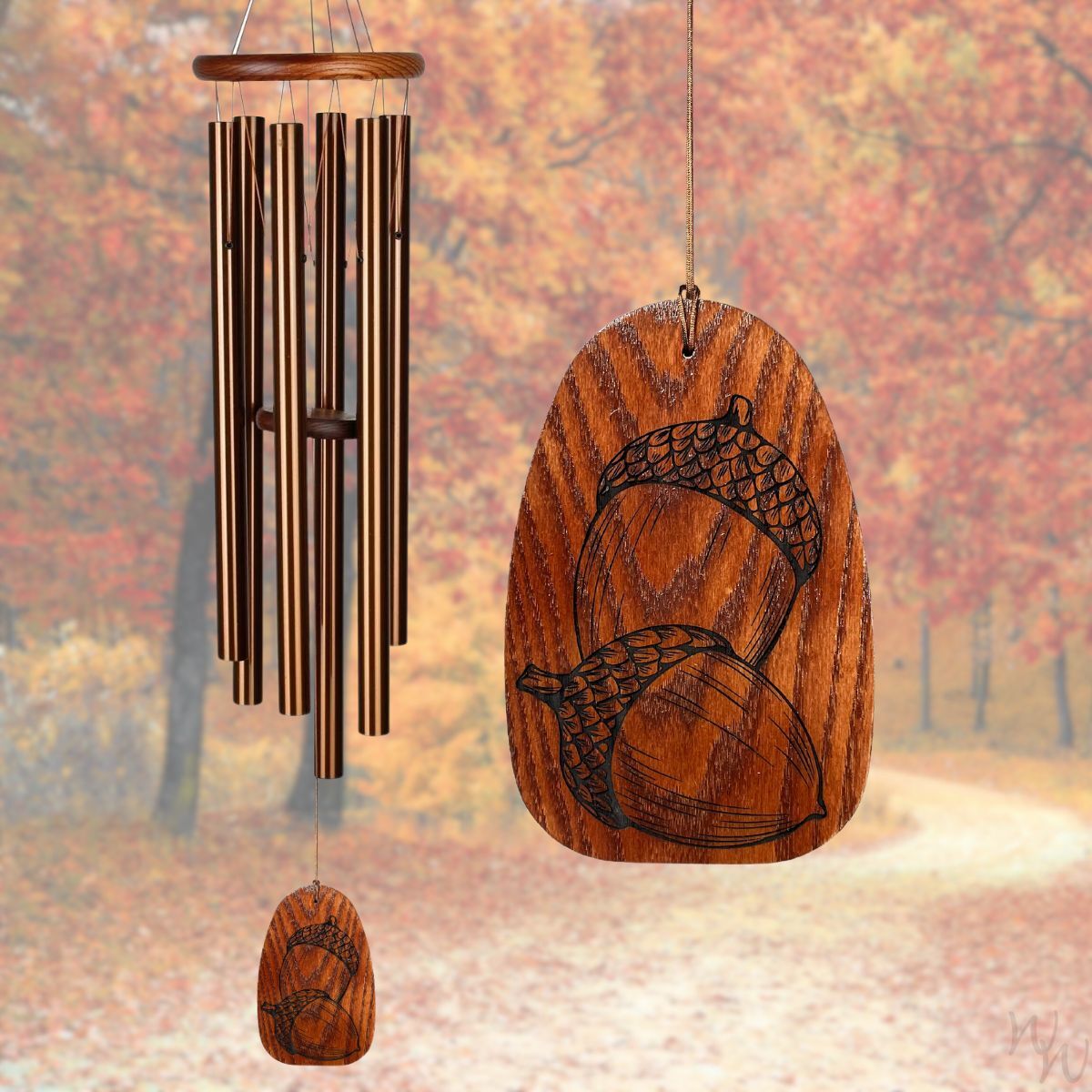 Amazing Grace 40 Inch Wind Chime - Engravable Acorn Sail - Bronze