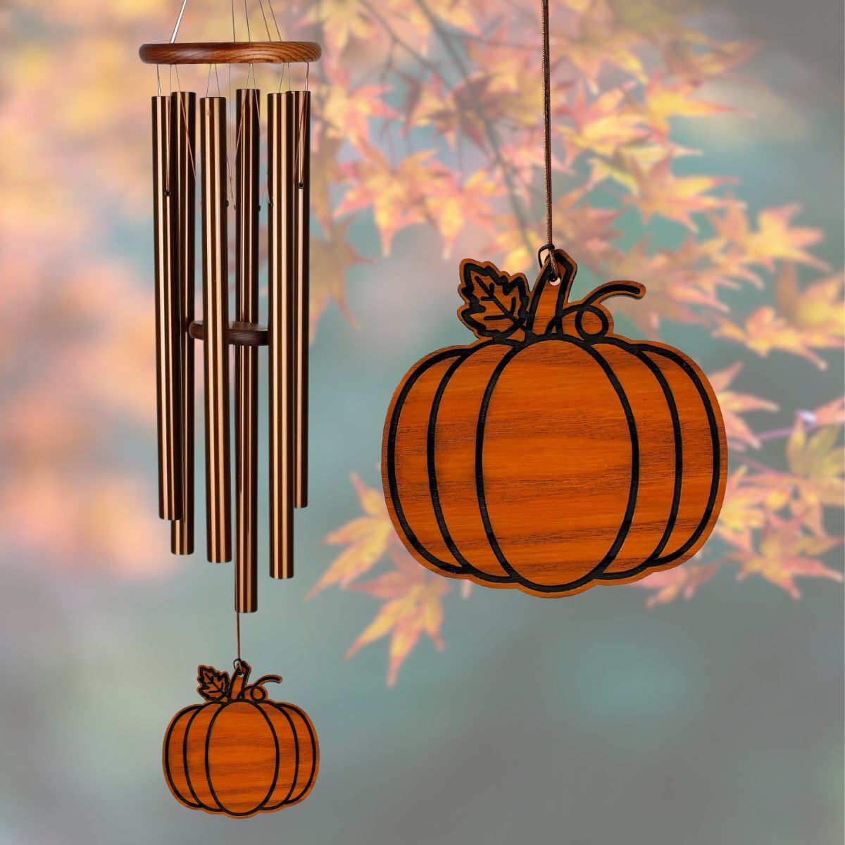 Amazing Grace 40 Inch Wind Chime - Engravable Pumpkin Sail - Bronze