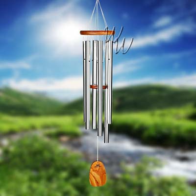 Amazing Grace 40 Inch Wind Chime - Engravable Sail - Silver