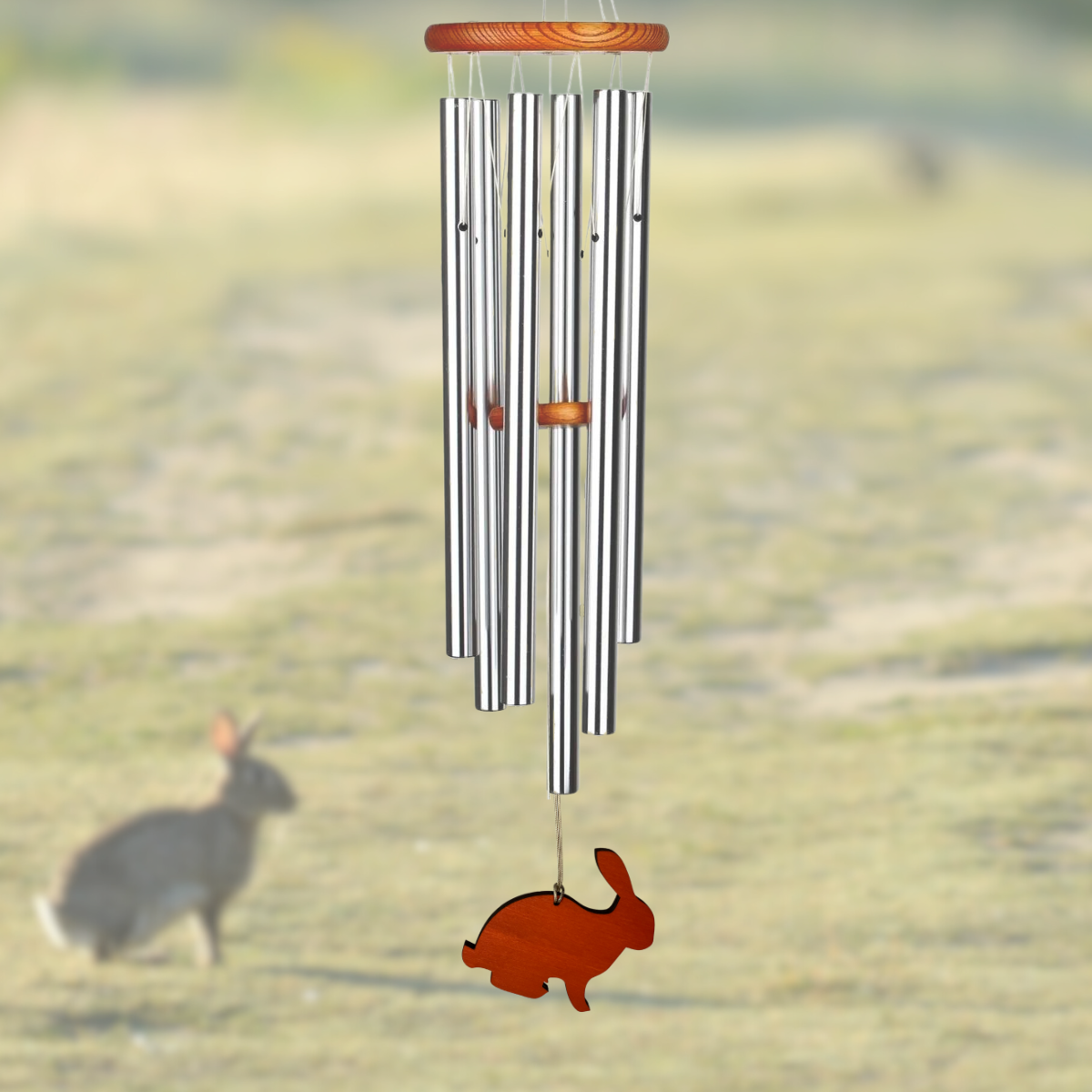 Amazing Grace 40 Inch Silver Wind Chime - Engravable Bunny Sail