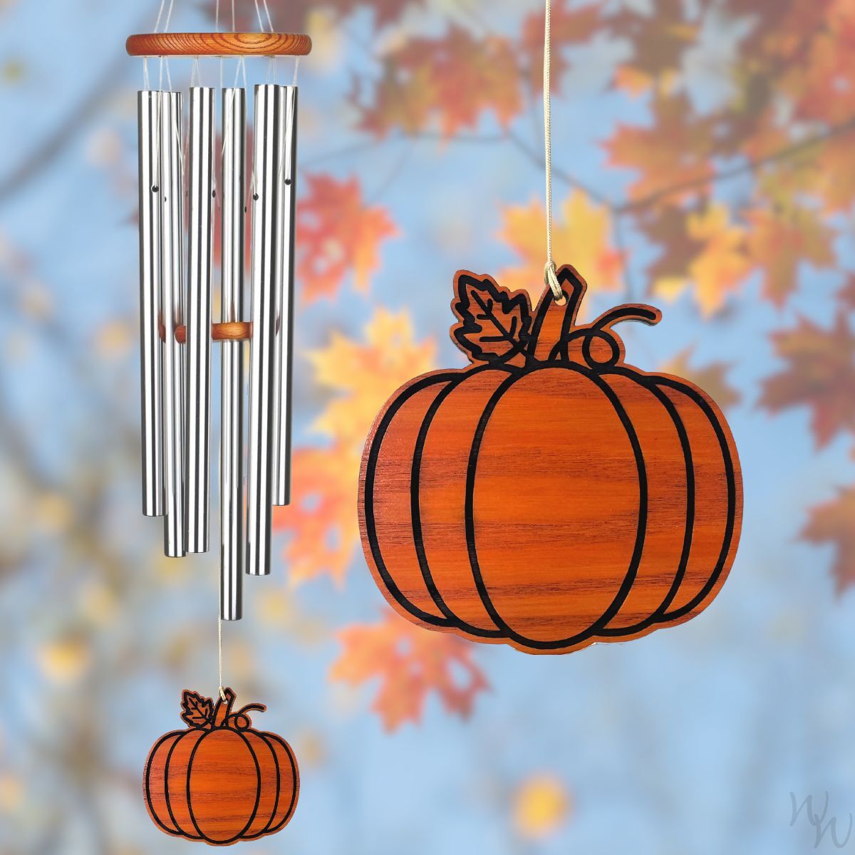 Amazing Grace 40 Inch Wind Chime - Engravable Pumpkin Sail - Silver