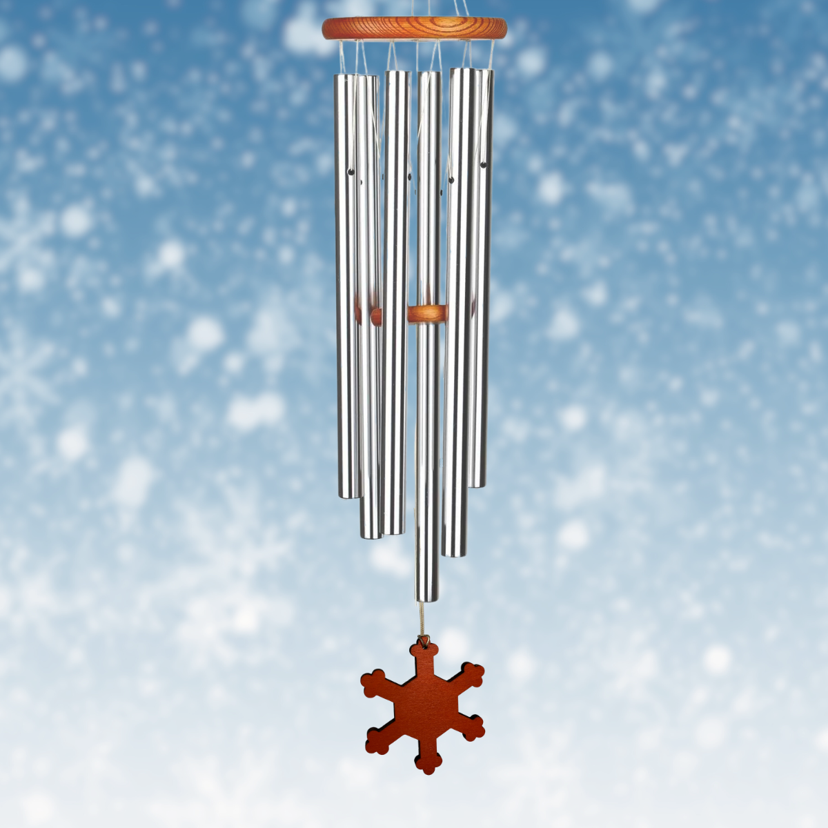 Amazing Grace 40 Inch Wind Chime - Engravable Snowflake Sail - Silver