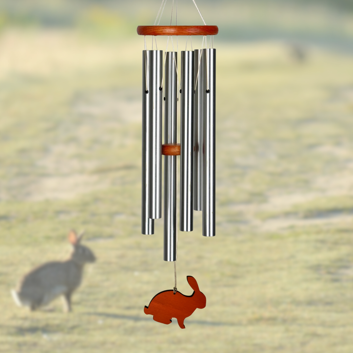 Amazing Grace 25 Inch Wind Chime - Engravable Bunny Sail - Silver
