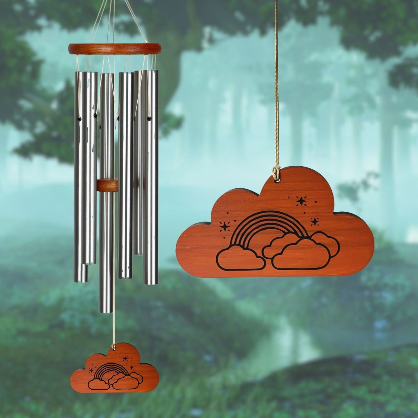 Cloudy Amazing Grace Silver Wind Chime - Engravable Sail