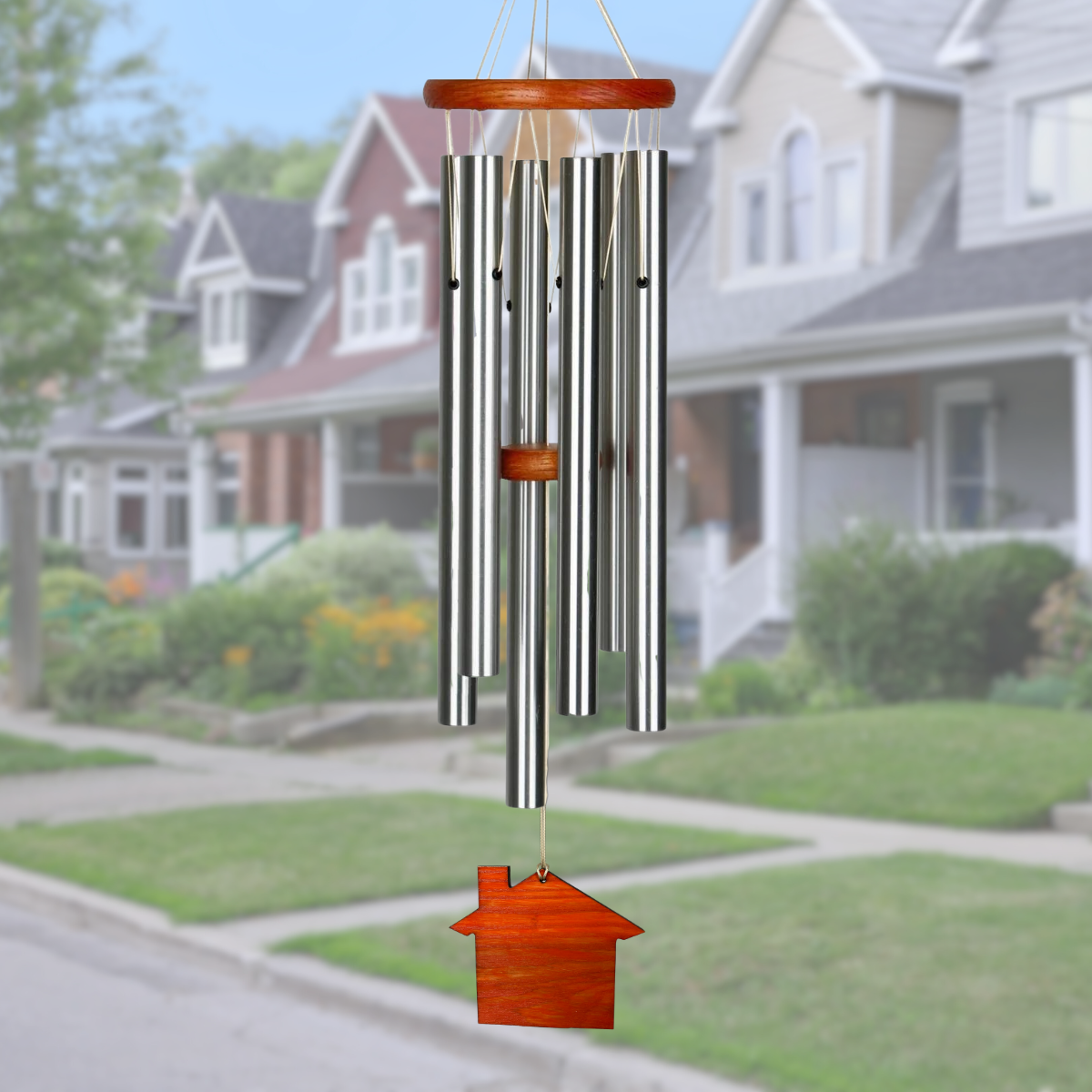 Amazing Grace 25 Inch Wind Chime - Engravable House Sail - Silver