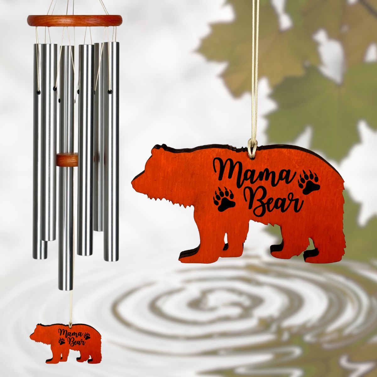Amazing Grace 25 Inch Wind Chime - Engravable MaMa Bear Sail - Silver