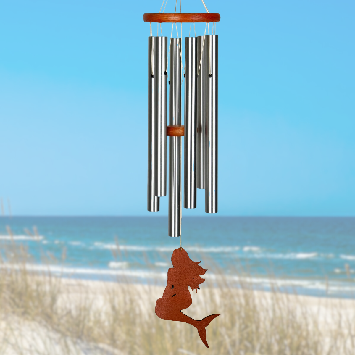 Amazing Grace 25 Inch Wind Chime - Engravable Mermaid Sail - Silver