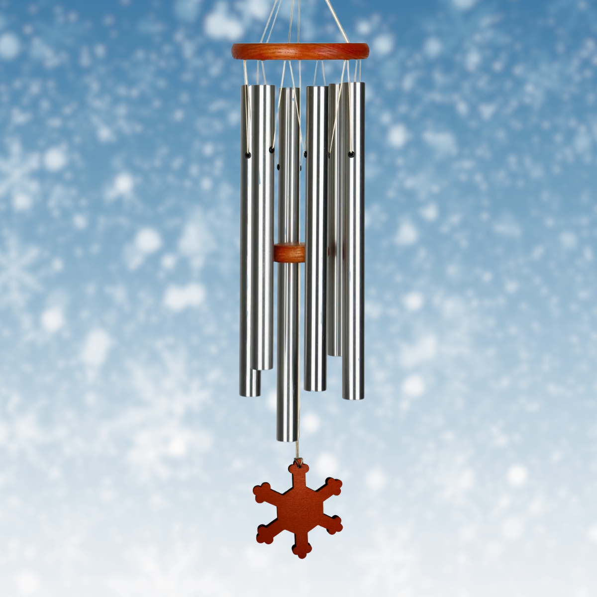 Amazing Grace 25 Inch Wind Chime - Engravable Snowflake Sail - Silver