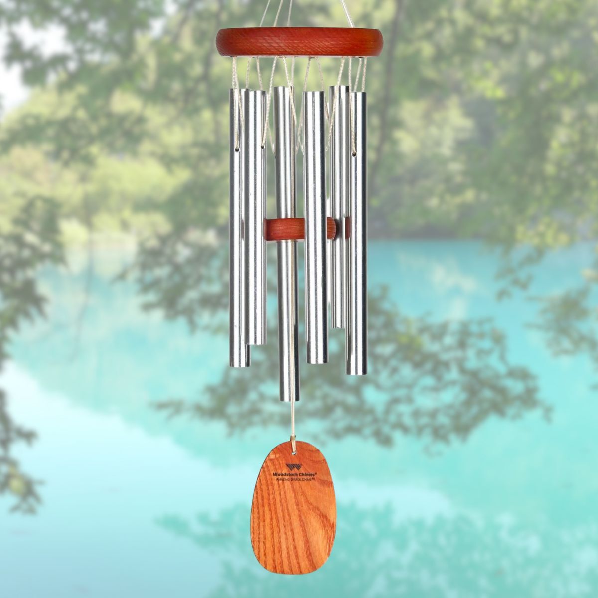 Amazing Grace 16 Inch Wind Chime - Engravable Sail - Silver