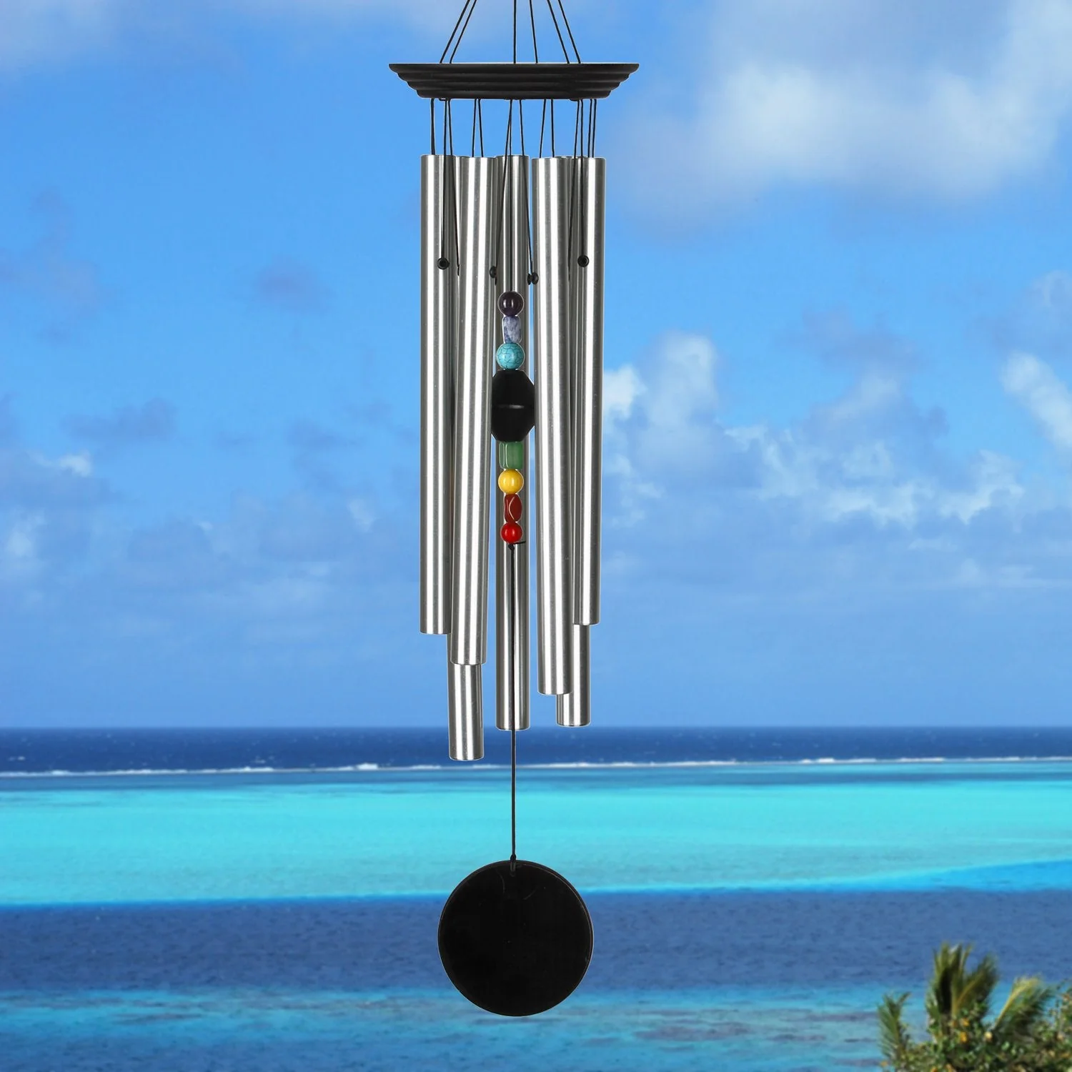 Woodstock Percussion 7 Stone Chakra Wind Chime - Engravable Sail
