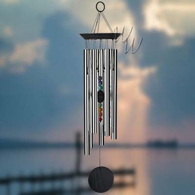 Woodstock Percussion 7 Stone Chakra Wind Chime - Engravable Sail