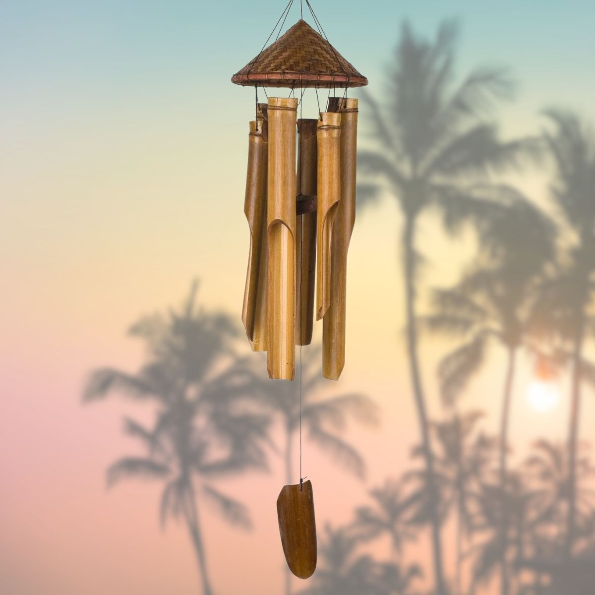 Woodstock Percussion 34 Inch Woven Hat Bamboo Wind Chimes