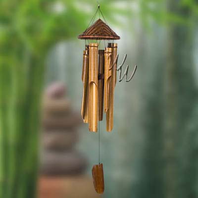 Woodstock Percussion 34 Inch Woven Hat Bamboo Wind Chimes