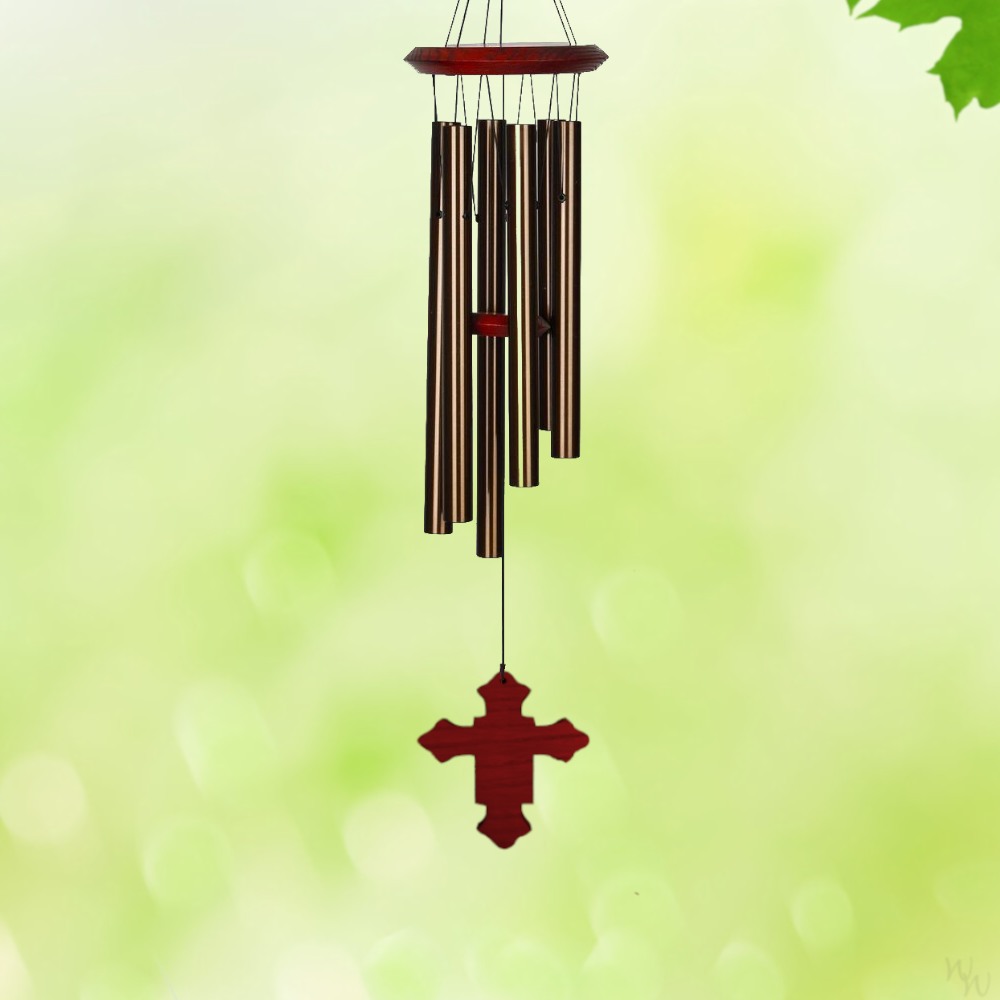 27 Inch Chimes of Pluto Wind Chime - Bronze - Cross