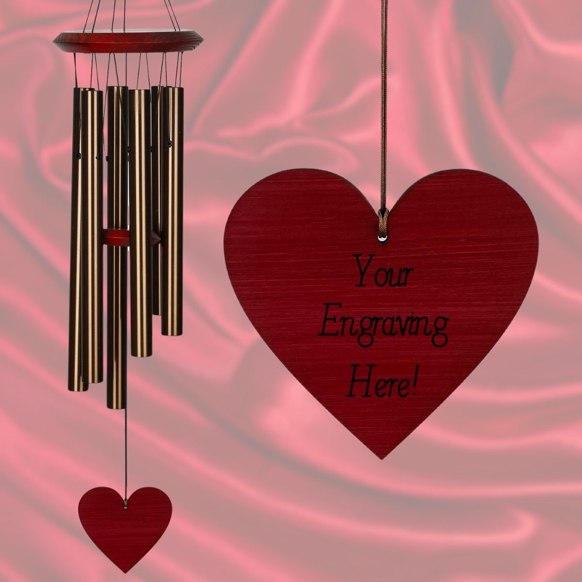 27 Inch Chimes of Pluto Wind Chime - Bronze - Heart