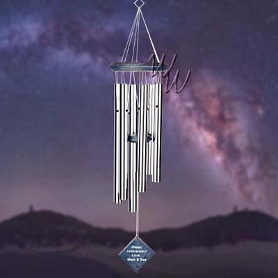 Woodstock Percussion 27 Inch Chimes of Pluto Wind Chime - Blue Wash - Engravable Sail