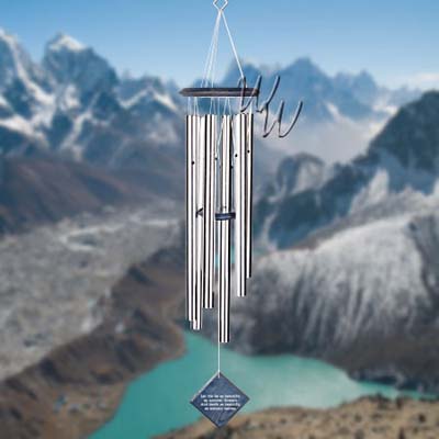 Woodstock Percussion 37 Inch Chimes of Earth Wind Chime - Blue Wash - Engravable Sail