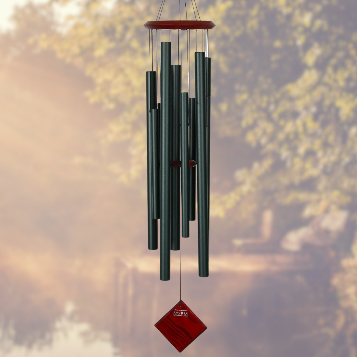 Woodstock 40 Inch Chimes of the Eclipse Wind Chime - Evergreen - Engravable Sail
