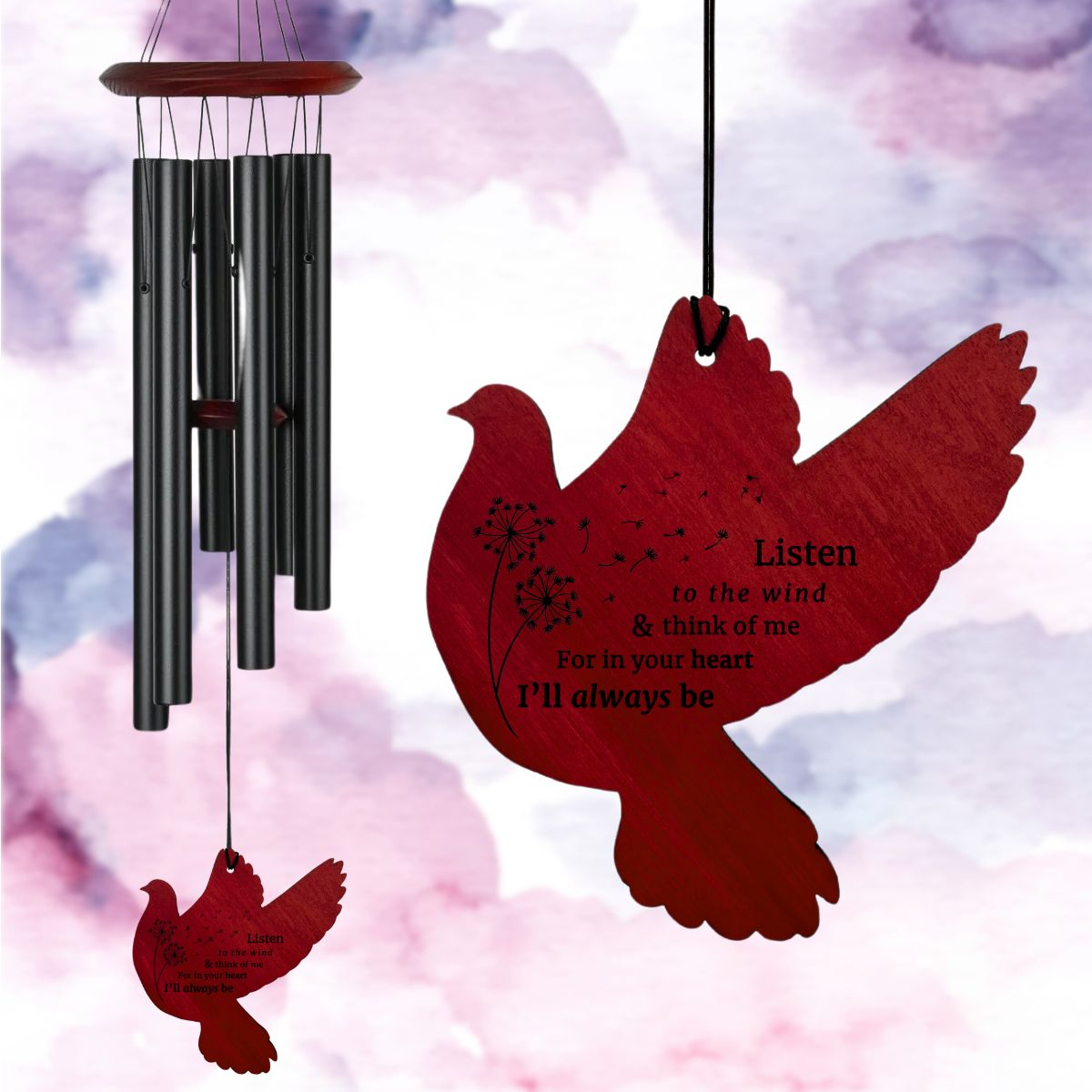 Woodstock Percussion 27 Inch Chimes of Pluto Wind Chime - Black - Dandelion Dove