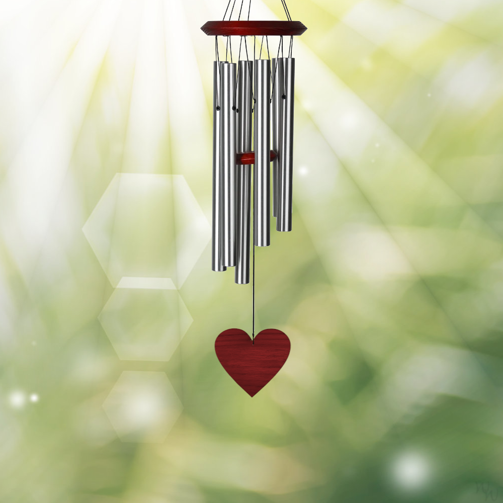 27 Inch Chimes of Pluto Wind Chime - Silver - Heart Sail