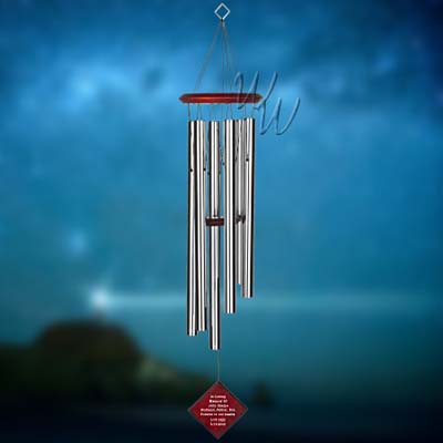 Woodstock Percussion 37 Inch Chimes of Earth Wind Chime - Silver - Engravable Sail