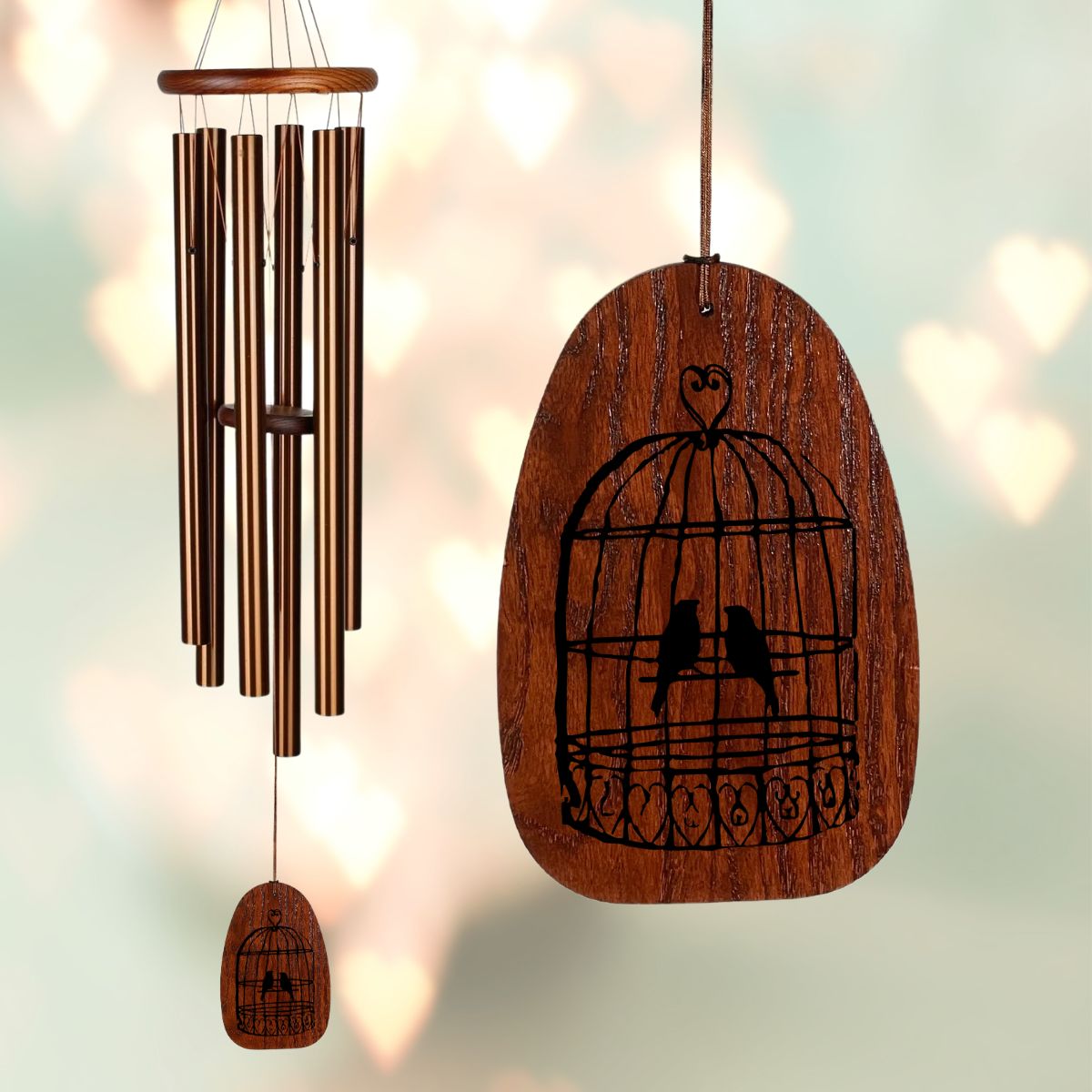 Amazing Grace 40 Inch Wind Chime - Engravable Bird Cage