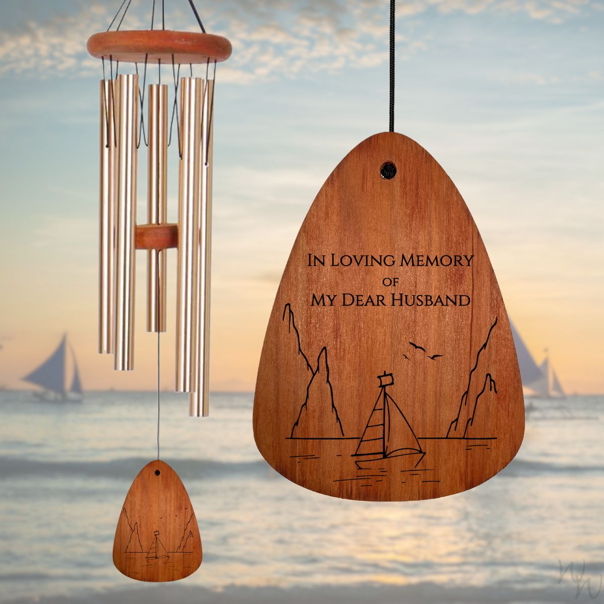 Festival 30-inch 6-Tube Wind chime in Bronze - Sailboat