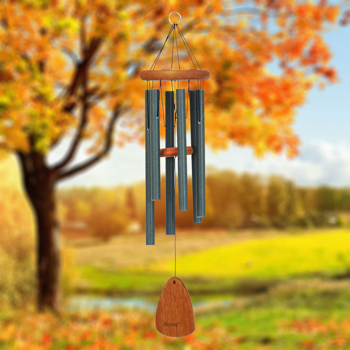 Festival 30-inch 6-Tube Wind chime in Forest Green
