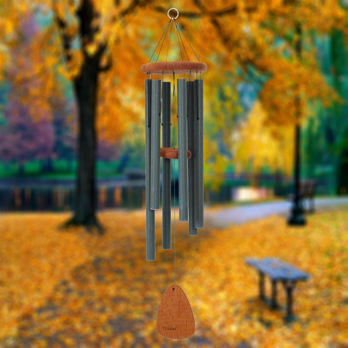 Festival 36-inch 6-Tube Wind Chime in Forest Green