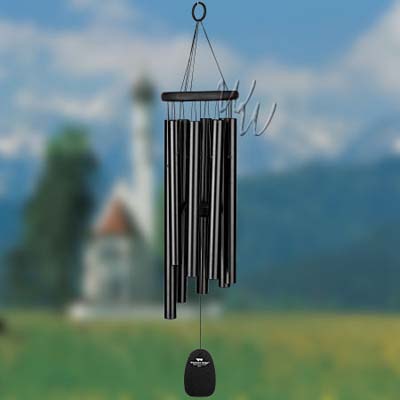 Woodstock Percussion Gregorian Alto 27 Inch Black Wind Chime - Engravable Sail
