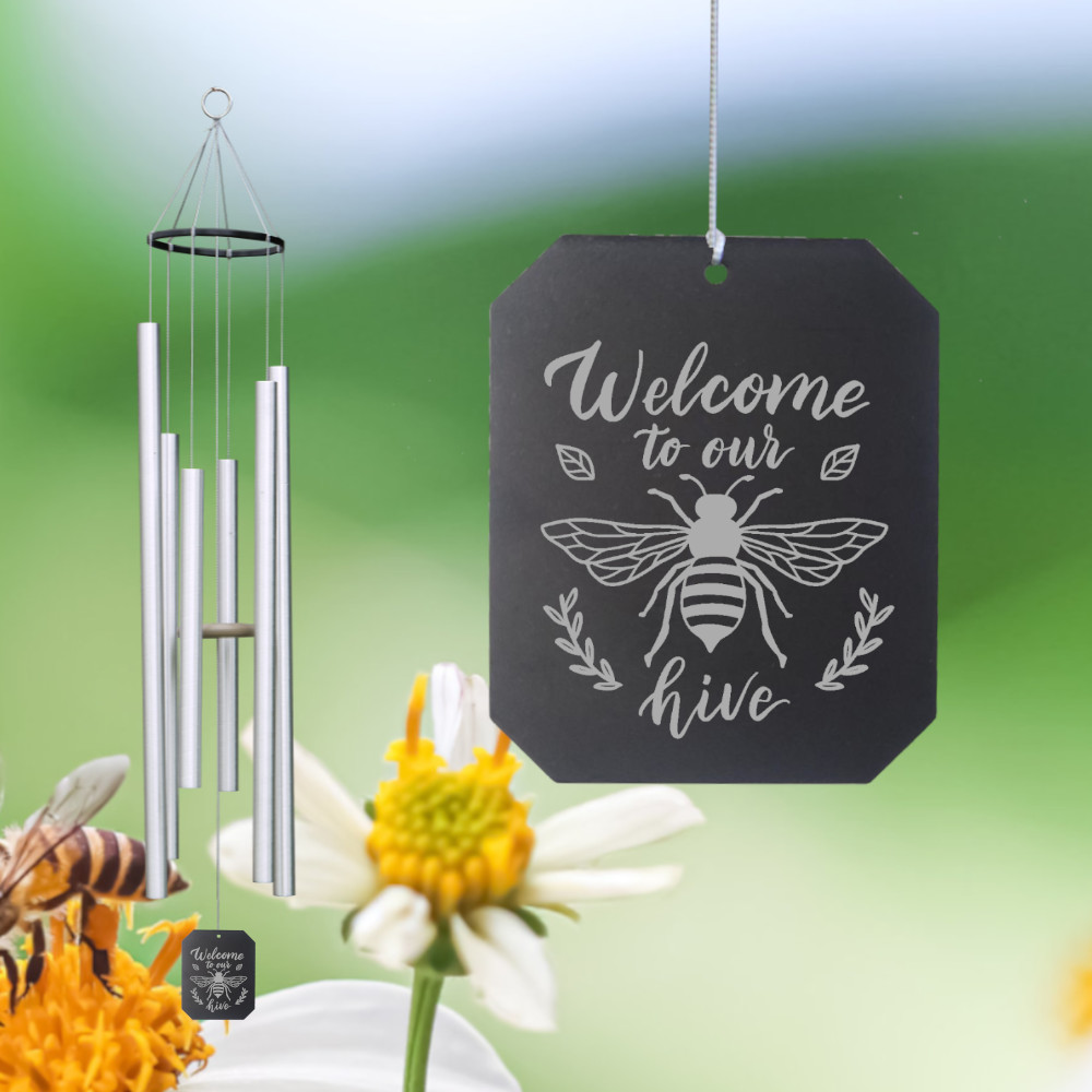 Premium Amazing Grace 36 Inch Wind Chime - Bee Hive Sail