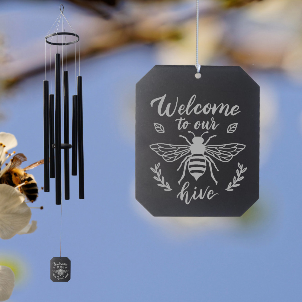 Premium Amazing Grace 36 Inch Wind Chime - Black - Bee Hive Sail