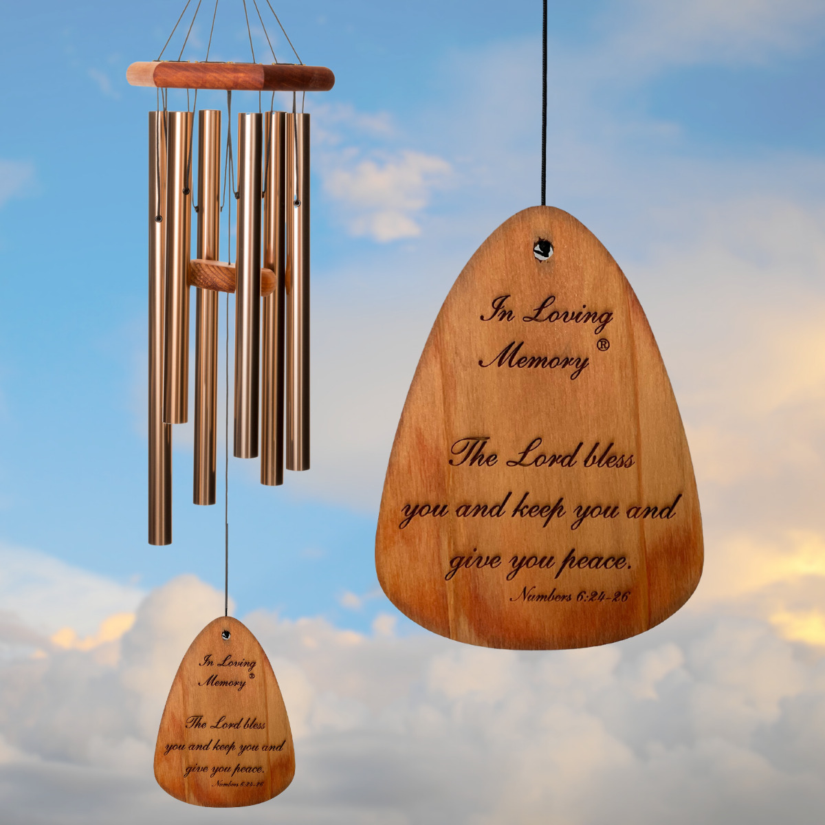 In Loving Memory 30 Inch Windchime - The Lord bless you.. in Bronze