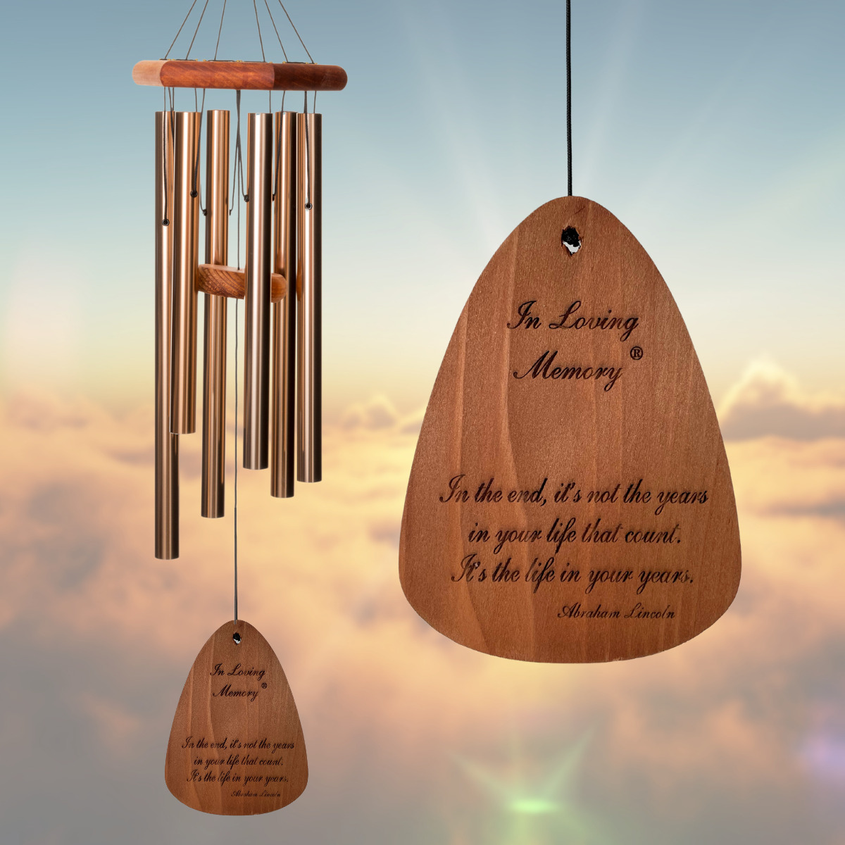 In Loving Memory 30 Inch Windchime - In the end, it's not the years... in Bronze