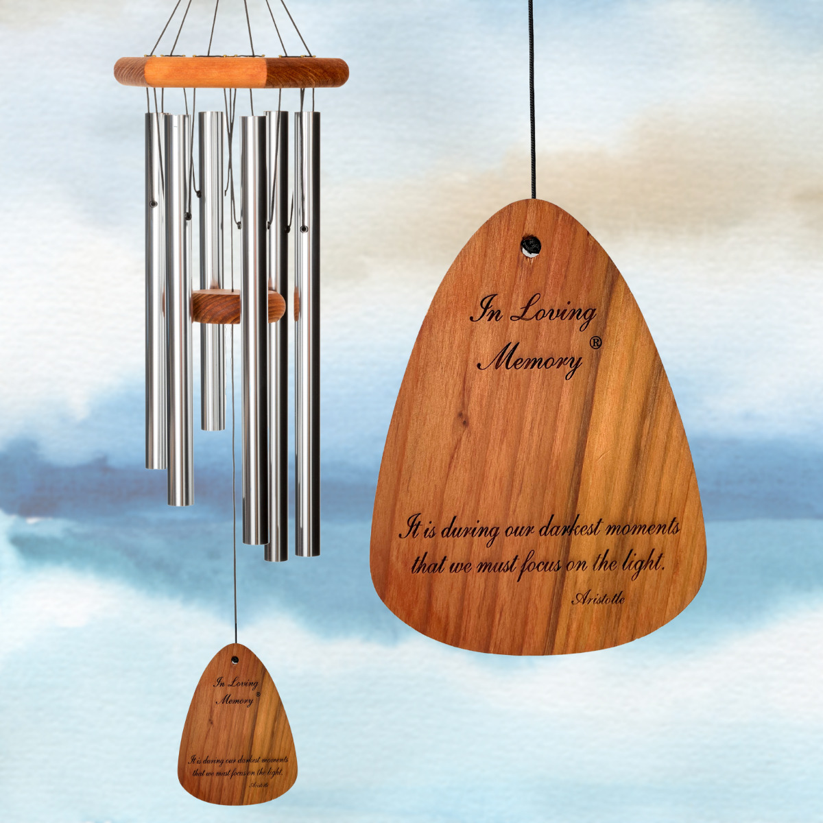 In Loving Memory 30 Inch Windchime - It is during our darkest moments... in Silver