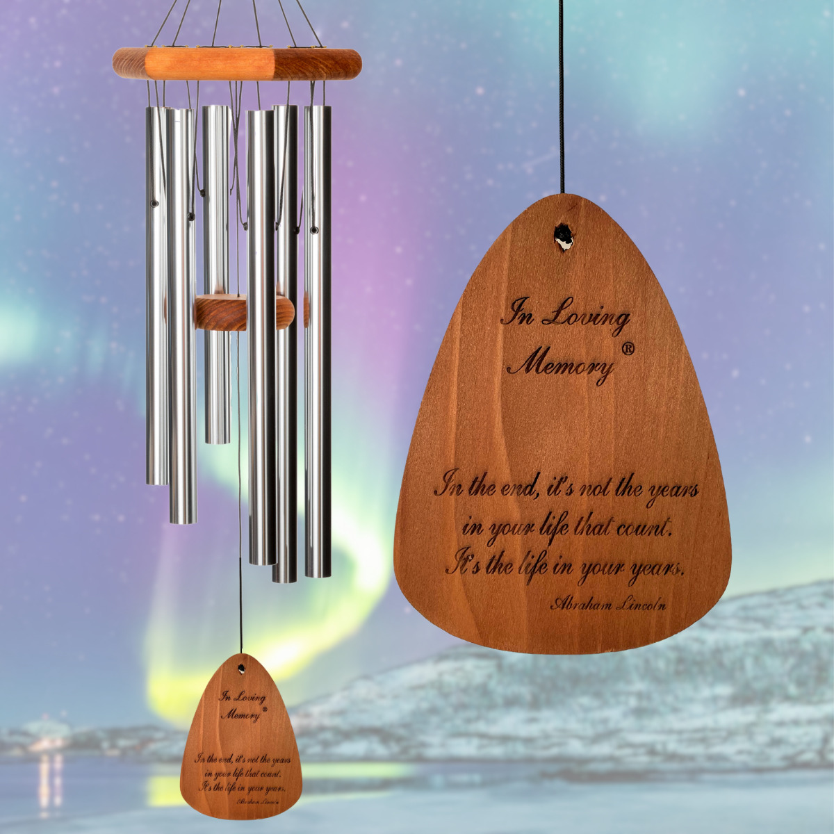In Loving Memory 30 Inch Windchime - In the end, it's not the years in your life... in Silver