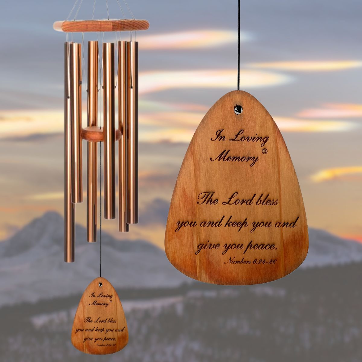 In Loving Memory 35 Inch Windchime - The Lord bless you and keep you... in Bronze