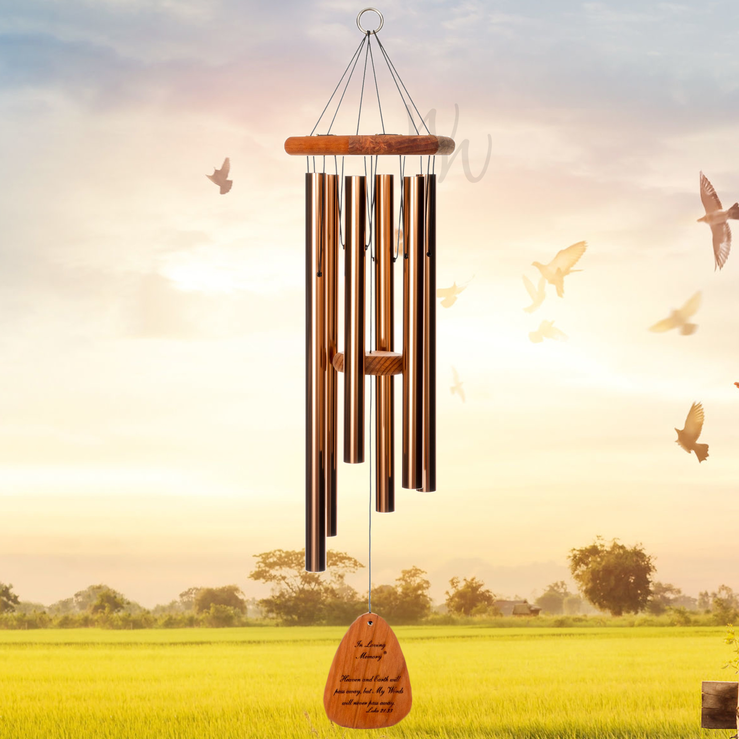 In Loving Memory 35 Inch Windchime - My Words will never pass away... in Bronze