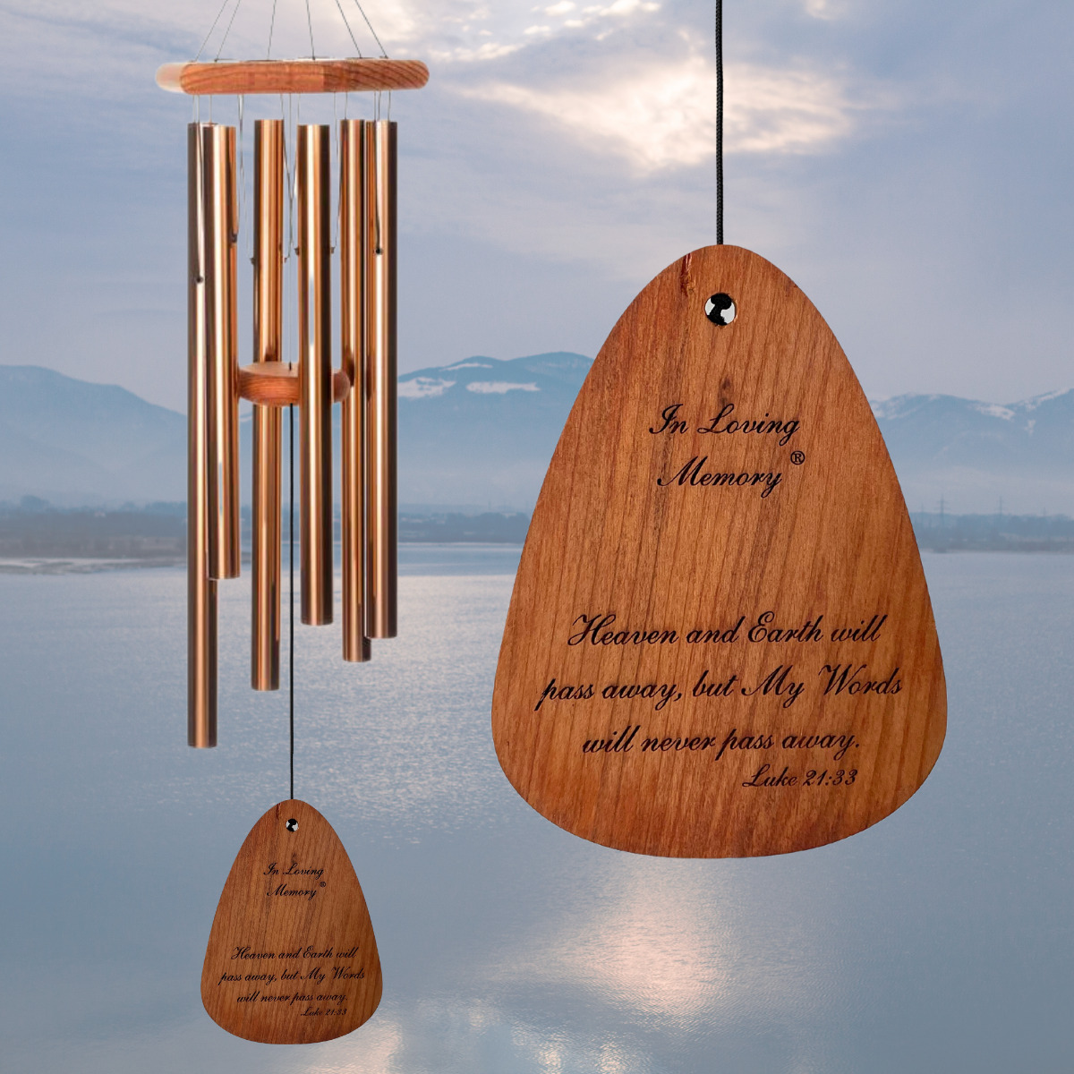 In Loving Memory 35 Inch Windchime - My Words will never pass away... in Bronze