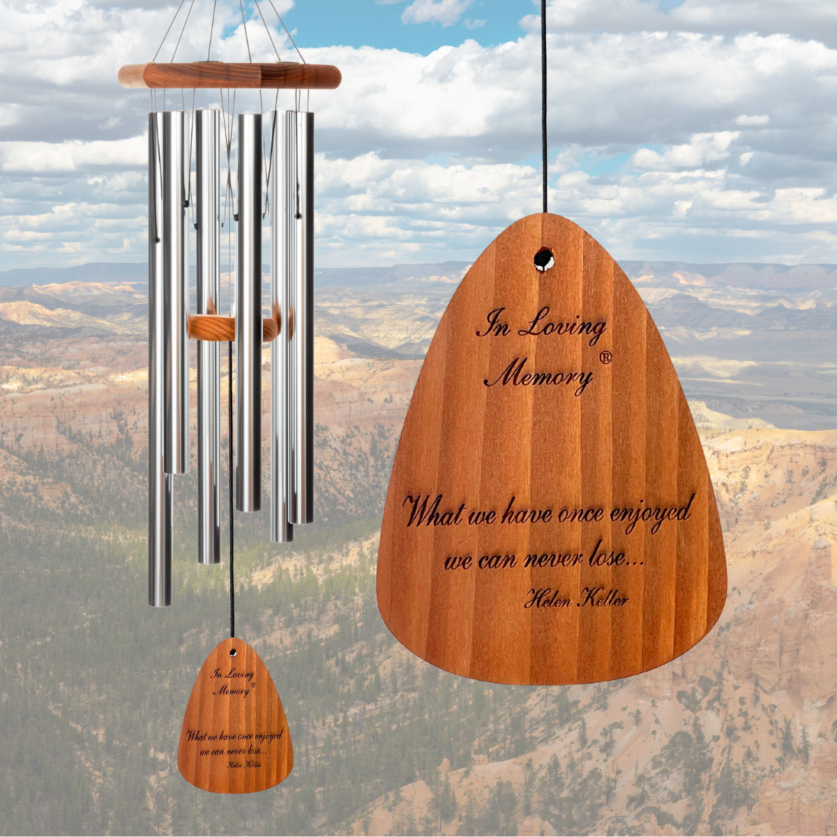 In Loving Memory 35 Inch Windchime - What we have once enjoyed.. in Silver